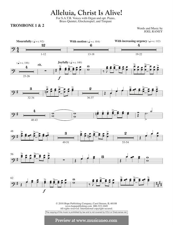 Alleluia, Christ Is Alive!: Trombone 1 & 2 part by Joel Raney