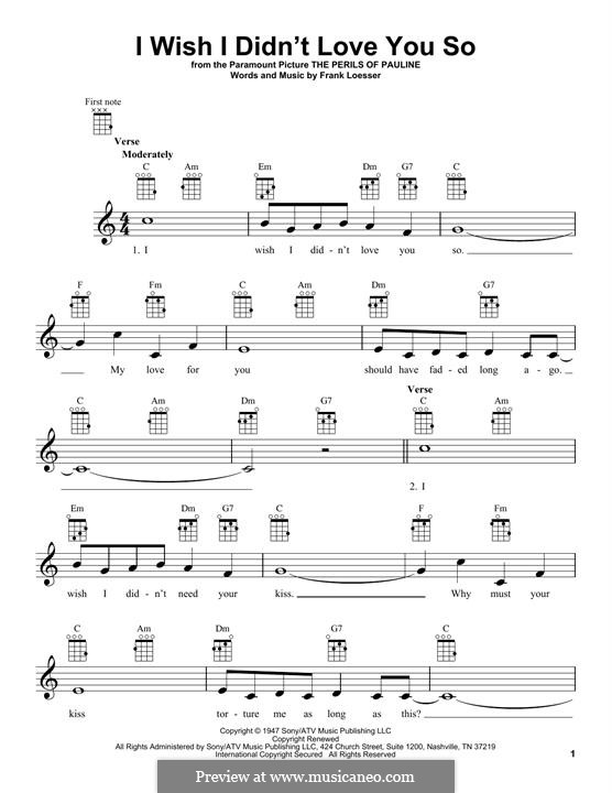 I Wish I Didn't Love You So: Für Ukulele by Frank Loesser