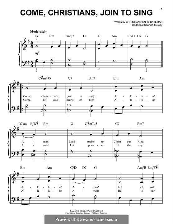 Come, Christians, Join to Sing: Für Klavier by folklore