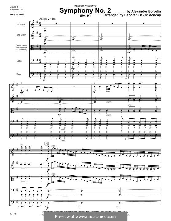 Sinfonie Nr.2 in h-Moll: Movement IV – Full Score by Alexander Porfiryevich Borodin