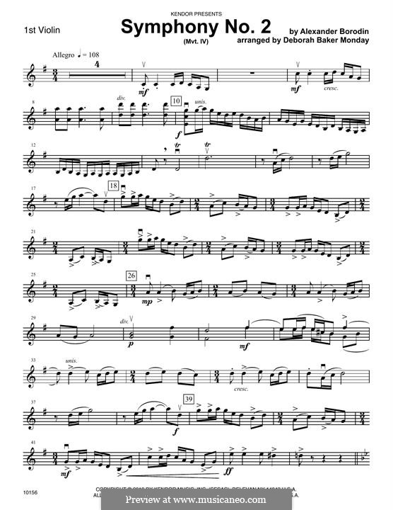Sinfonie Nr.2 in h-Moll: Movement IV – 1st Violin part by Alexander Porfiryevich Borodin