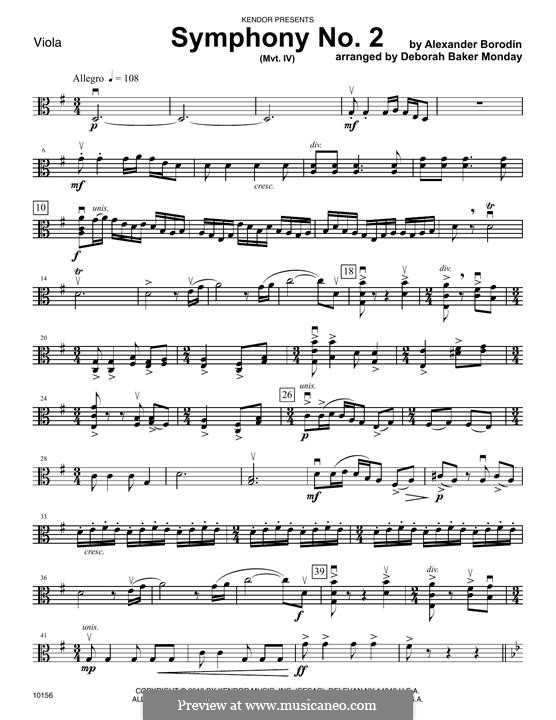 Sinfonie Nr.2 in h-Moll: Movement IV – Viola part by Alexander Porfiryevich Borodin