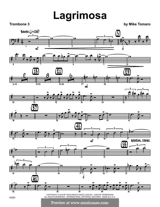Lagrimosa: 3rd Trombone part by Mike Tomaro