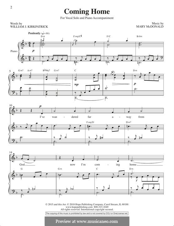 Coming Home: Für Stimme und Klavier (oder Gitarre) by Mary McDonald