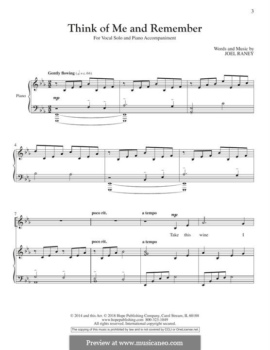 Think of Me and Remember: Für Stimme und Klavier (oder Gitarre) by Joel Raney