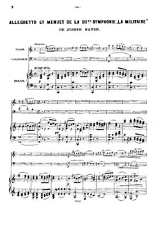 Sinfonie Nr.100 in G-Dur 'Militärsinfonie', Hob.I/100: Teile II-III, für Violine, Cello und Klavier by Joseph Haydn