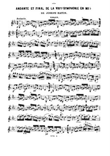 Sinfonie Nr.103 in Es-Dur 'Paukenwirbel', Hob.I/103: Teile II und IV, für Violine, Cello und Klavier – Violinstimme by Joseph Haydn