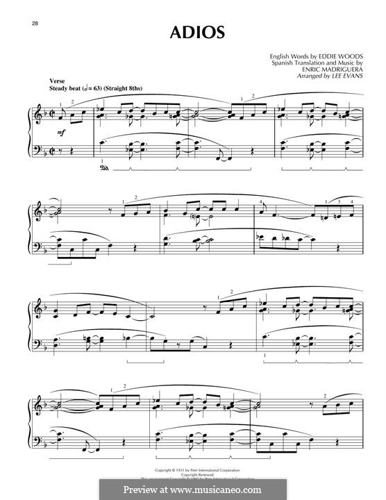 Adios: Für Klavier by Enric Madriguera
