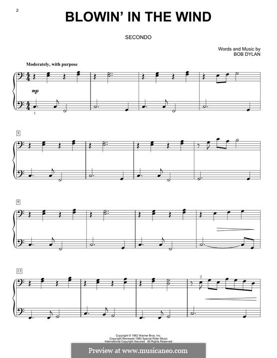 Blowin' in the Wind: Für Klavier, leicht by Bob Dylan