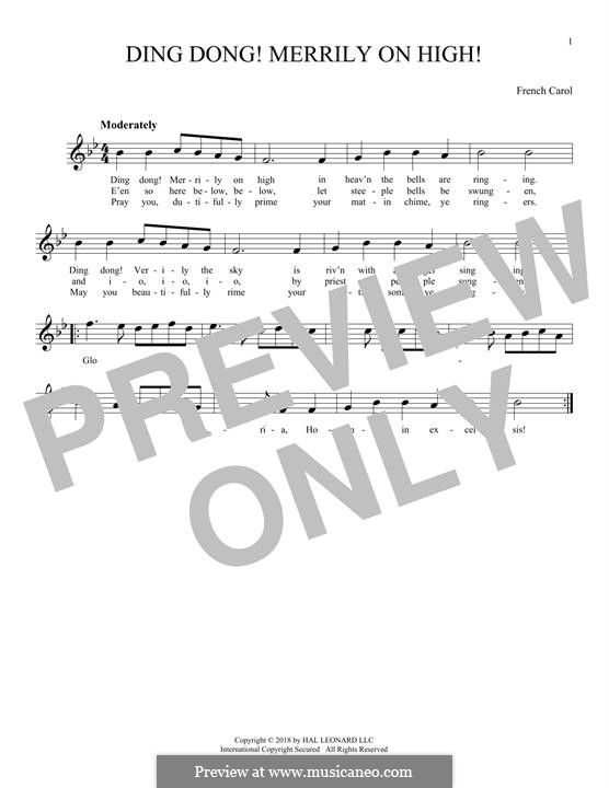 Ding Dong! Merrily on High (Printable Scores): Für Flöte by folklore