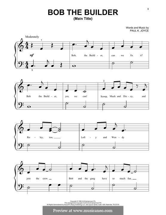 Bob the Builder Intro Theme Song: Für Klavier by Paul Joyce