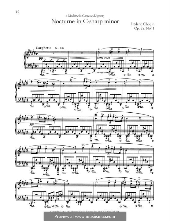 Nocturnen, Op.27: No.1 in C Sharp Minor by Frédéric Chopin