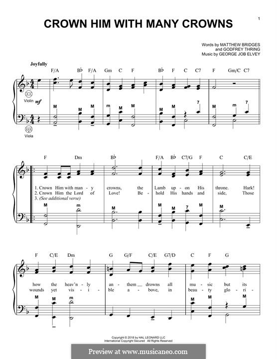 Crown Him with Many Crowns: Für Akkordeon by George Job Elvey