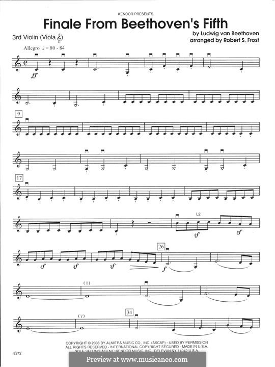 Teil IV: For strings – Violin 3 (Viola T.C.) part by Ludwig van Beethoven