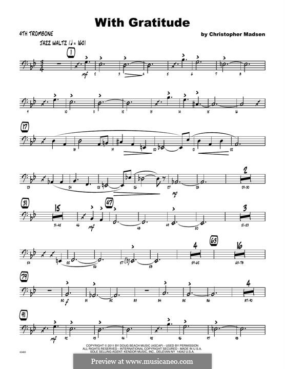 With Gratitude: 4th Trombone part by Christopher Madsen