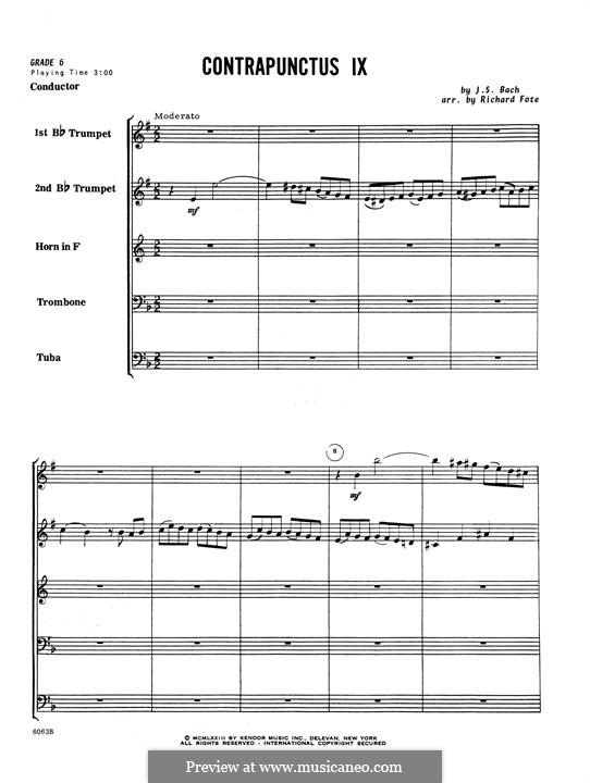 Nr.1-10: No.9, for winds – Full Score by Johann Sebastian Bach