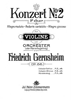 Konzert für Violine und Orchester Nr.2 in F-Dur, Op.86: Konzert für Violine und Orchester Nr.2 in F-Dur by Friedrich Gernsheim