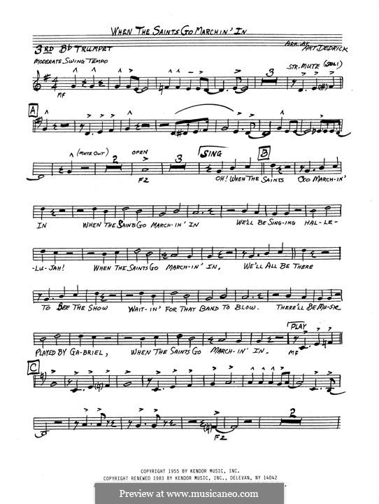 When the Saints Go Marching in (Chamber Arrangements): For jazz ensemble – 3rd Bb Trumpet part by folklore