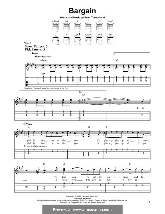 Bargain (The Who): Für Gitarre by Peter Townshend