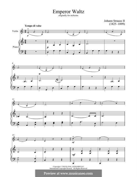 Kaiser-Walzer, Op.437: Für Violine und Klavier by Johann Strauss (Sohn)