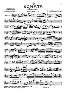 Sonate für Cello und Basso Continuo in A-Dur, G.4: Solostimme by Luigi Boccherini