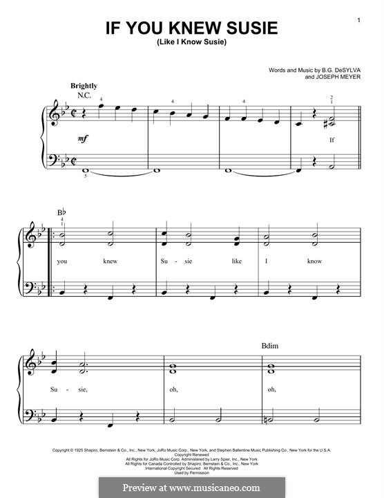 If You Knew Susie (Like I Know Susie): Für Klavier by Buddy Gard DeSylva, Joseph Meyer