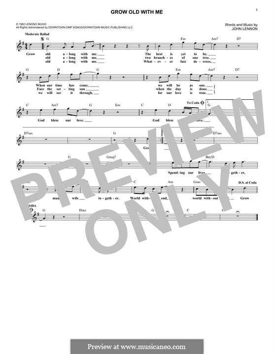 Grow Old With Me: Für Keyboard by John Lennon