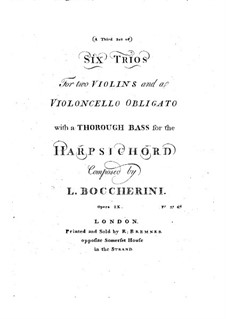 Sechs Streichtrios, Op.6: Violinstimme I, G.89-96 by Luigi Boccherini