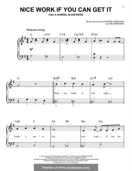 Nice Work If You Can Get It: Für Klavier by George Gershwin