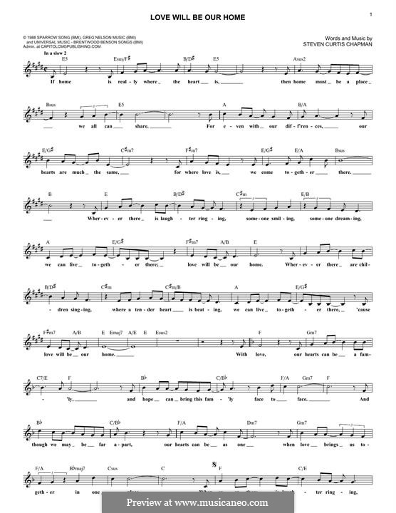 Love Will Be Our Home: Für Keyboard by Steven Curtis Chapman