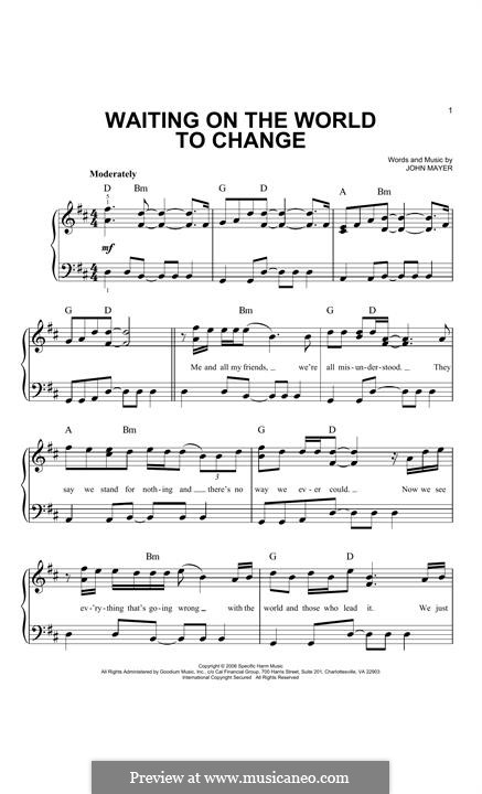 Waiting on the World to Change: Für Klavier by John Mayer