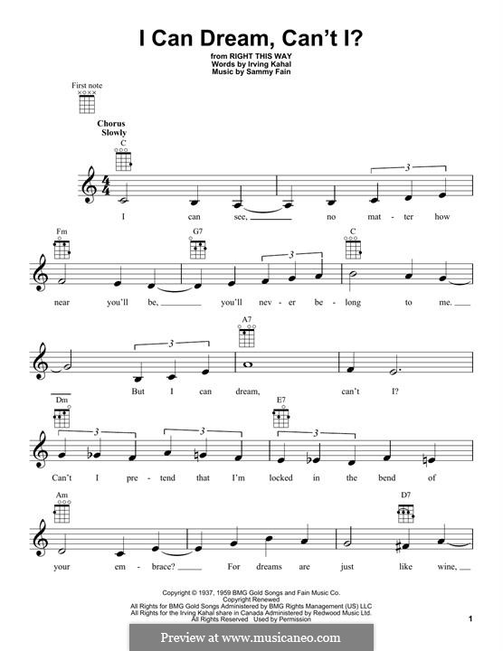 I Can Dream Can't I (The Andrews Sisters): Für Ukulele by Sammy Fain