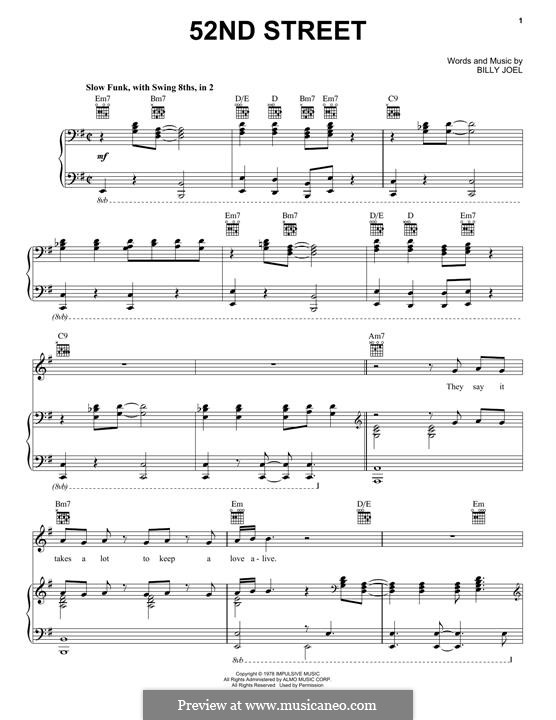52nd Street: Für Stimme und Klavier (oder Gitarre) by Billy Joel