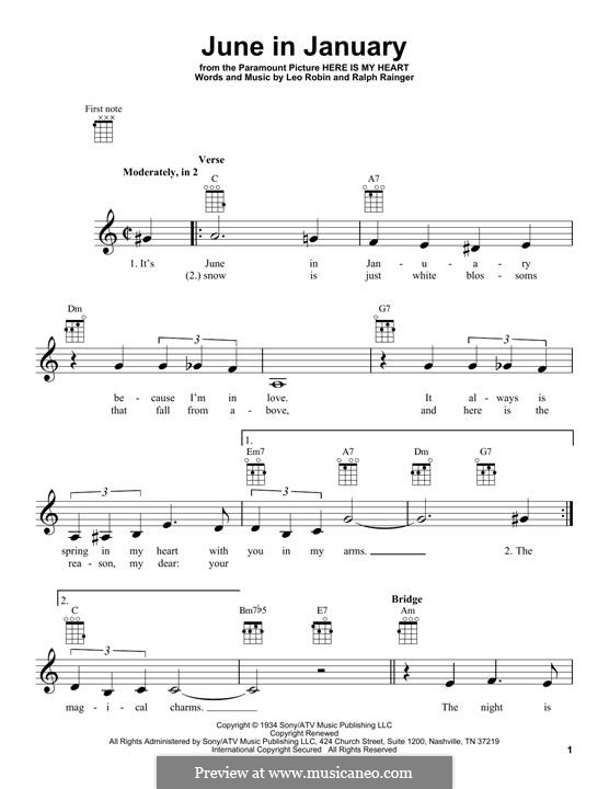 June in January: Für Ukulele by Leo Robin, Ralph Rainger