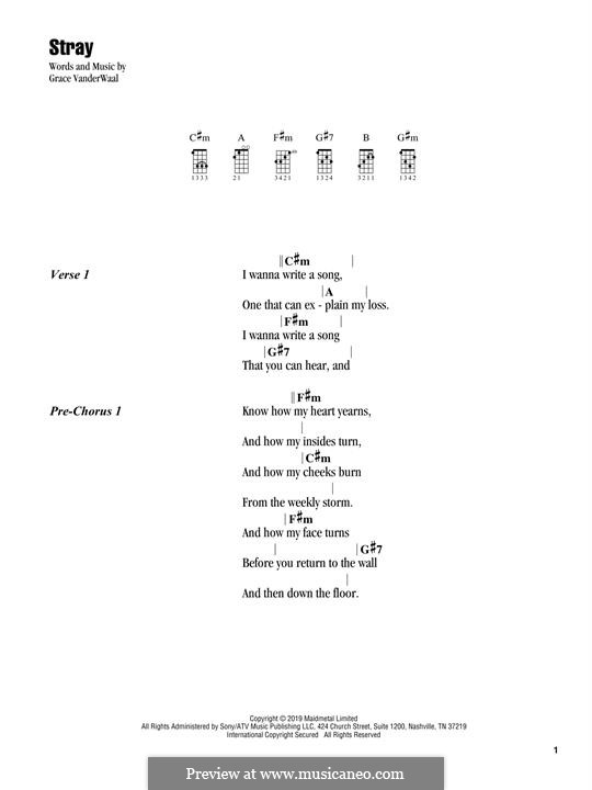 Stray: Für Ukulele by Grace VanderWaal