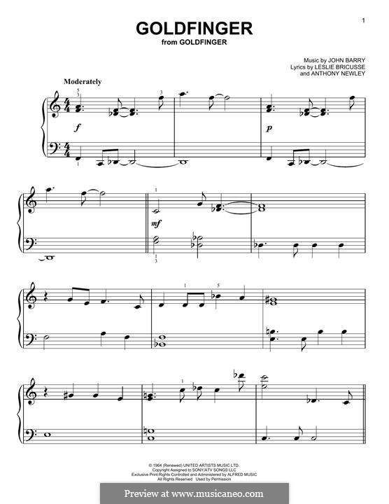 Goldfinger (Shirley Bassey): Für Klavier by John Barry