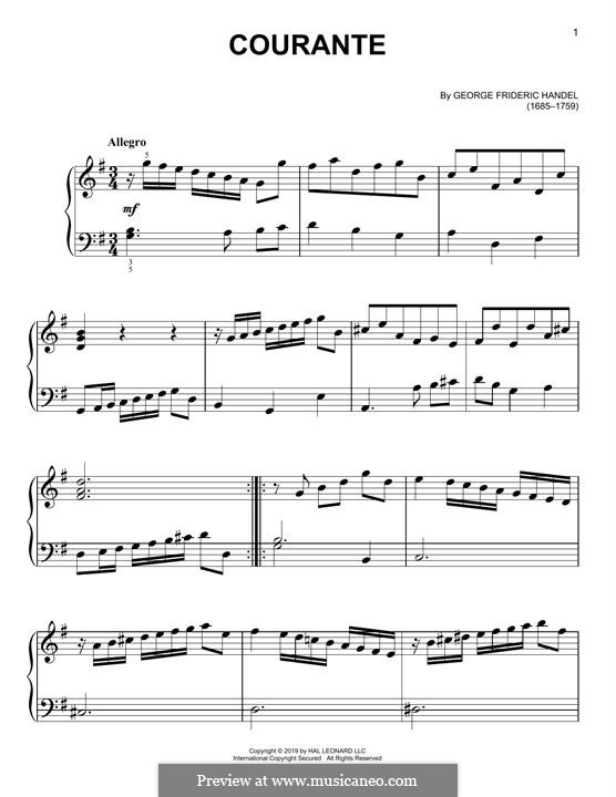 Courante in G Major: Für Klavier, leicht by Georg Friedrich Händel
