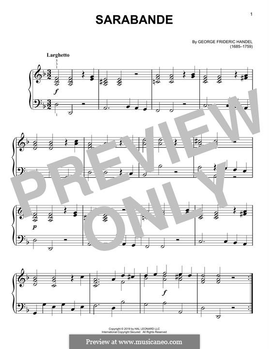 Sarabande in d-Moll: Für Klavier by Georg Friedrich Händel