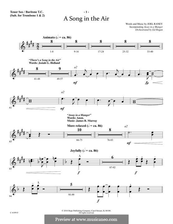 A Song in The Air: Tenor Sax/Baritone TC part by Joel Raney