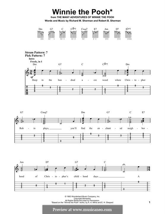 Winnie the Pooh (from The Many Adventures Of Winnie The Pooh): Für Gitarre by Richard M. Sherman, Robert B. Sherman