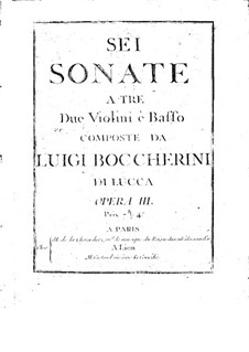 Sechs Streichtrios, Op.3: Violine II-oder Cellostimme, G.119-124 by Luigi Boccherini