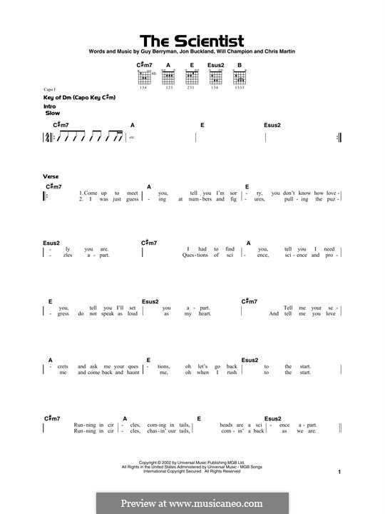 The Scientist (Coldplay): Für Gitarre by Chris Martin, Guy Berryman, Jonny Buckland, Will Champion