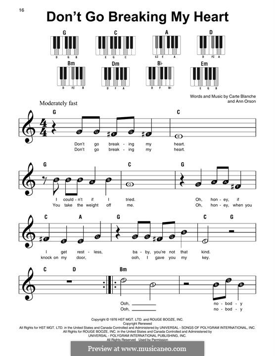 Don't Go Breaking My Heart (Elton John): Für Klavier by Ann Orson, Carte Blanche