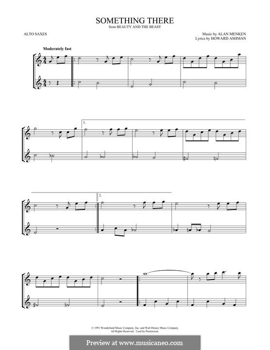 Something There (from Beauty and the Beast): For two alto saxophones by Alan Menken
