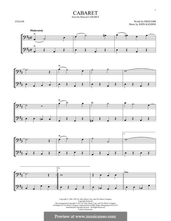 Cabaret (Liza Minnelli): Für zwei Cellos by John Kander