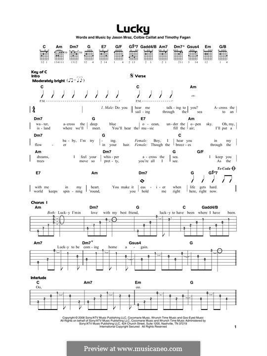 Lucky: Für Gitarre by Colbie Caillat, Jason Mraz, Timothy Fagan