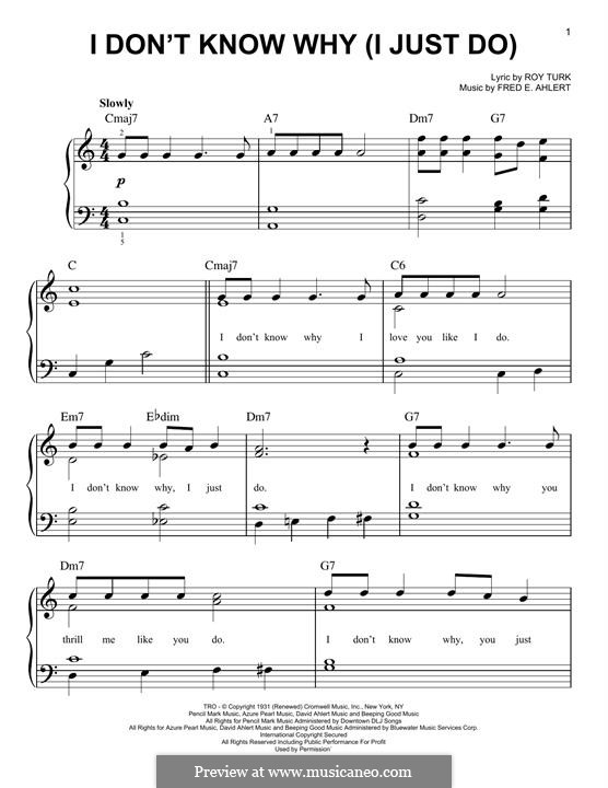 I Don't Know Why (I Just Do): Für Klavier by Roy Turk, Fred E. Ahlert