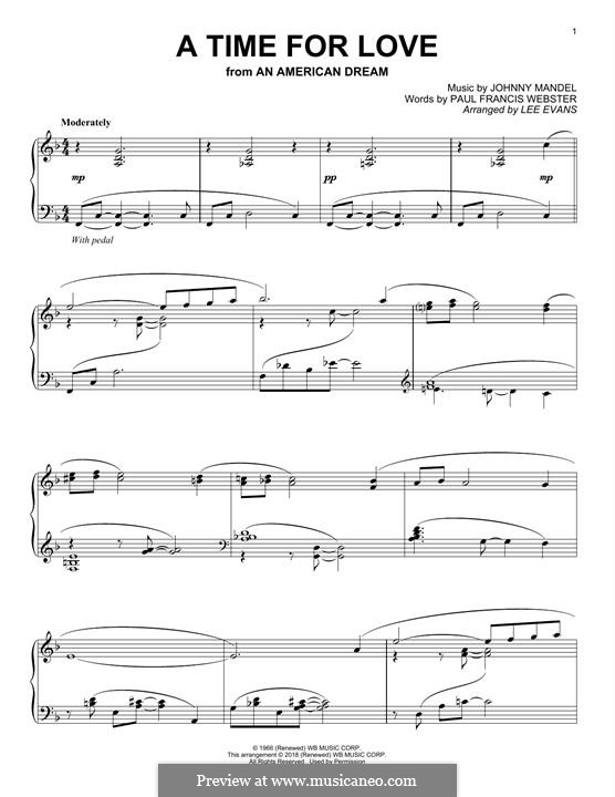 A Time for Love: Für Klavier, leicht by Johnny Mandel