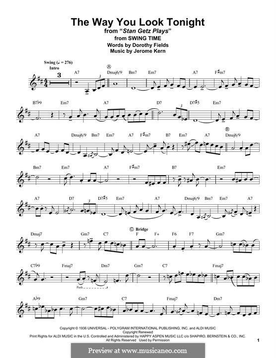 Piano version: Für Altsaxophon by Jerome Kern
