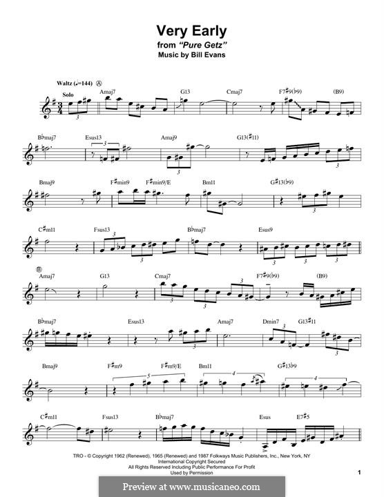Very Early: Für Altsaxophon by Bill Evans
